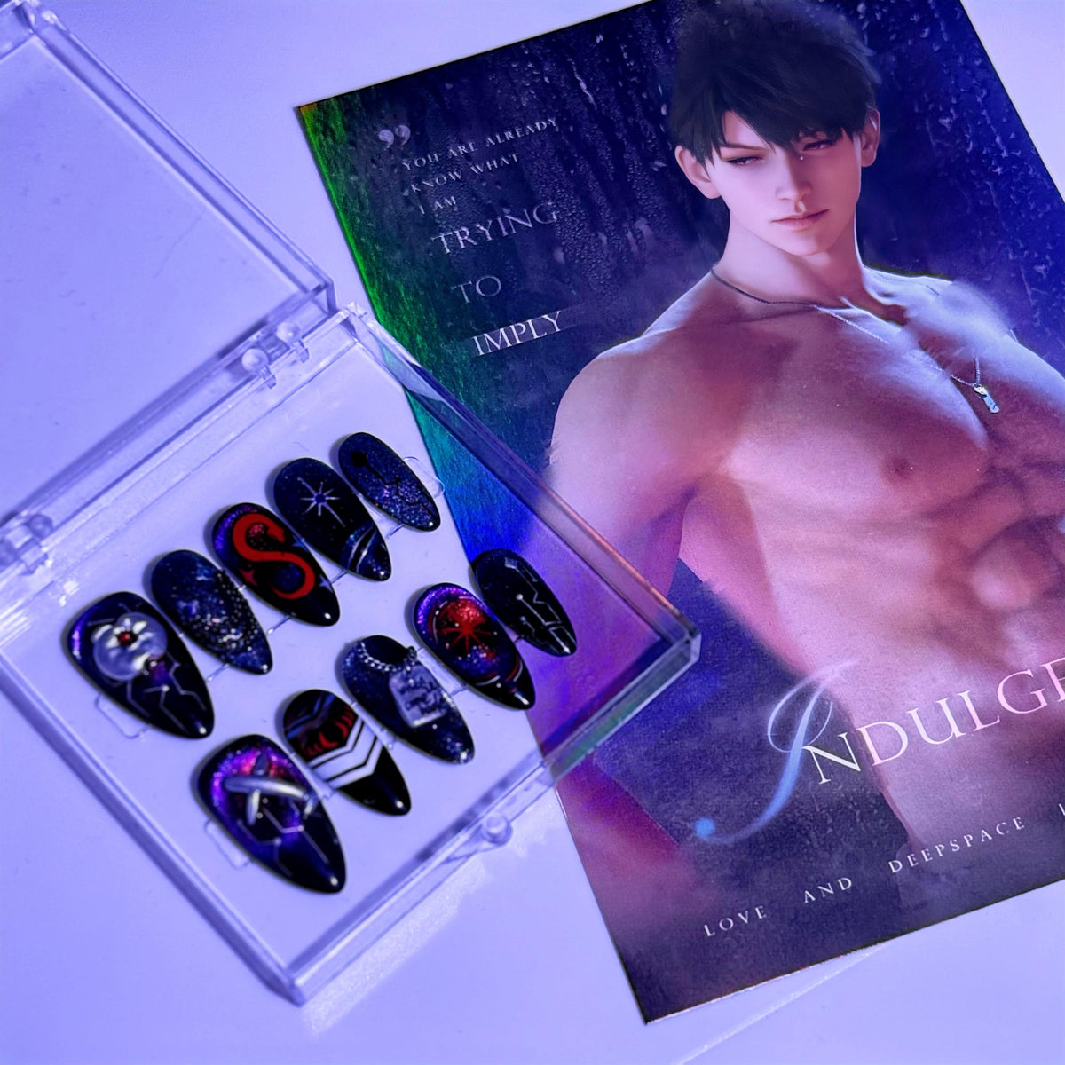 Love and Deep Space Caleb impression Press on nail 3D Nail Set Anime Press on nail